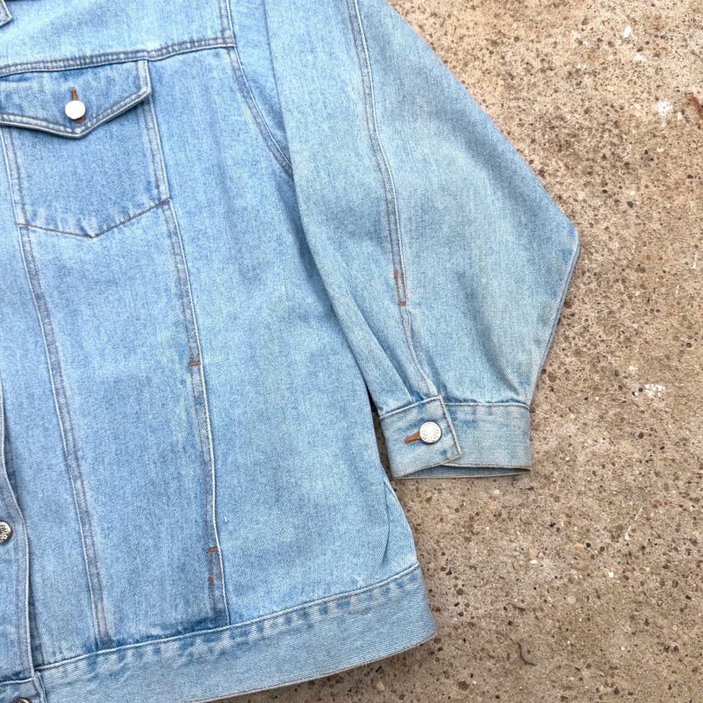Vintage Jack Set Light Wash Denim Jacket USA Minimalist 90s Oversized Jacket - Picture 4 of 5